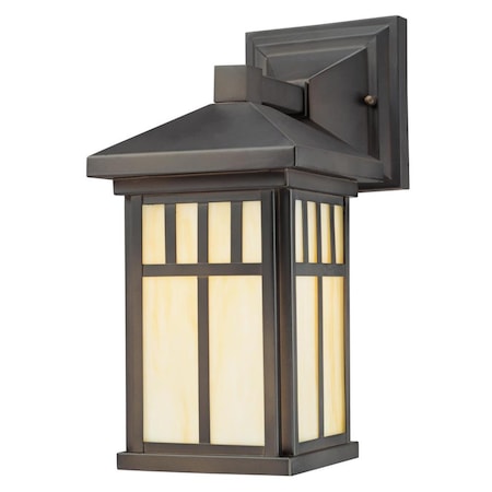 One-Light Outdoor Wall Fixture Burnham ORB Honey Art Gls